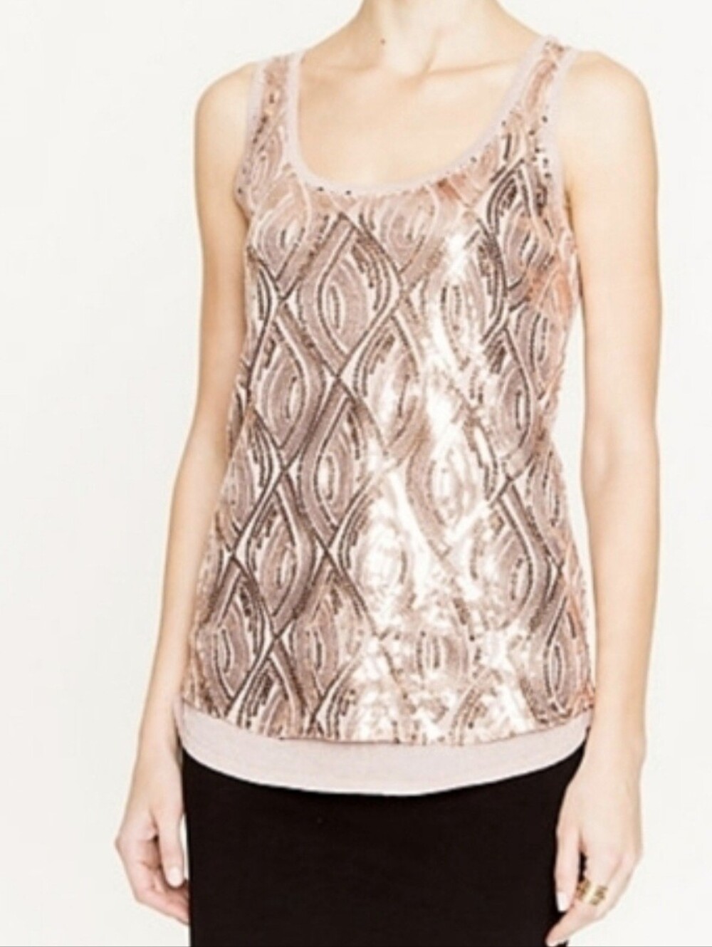 Pink Gold Sequin Sleeveless Top